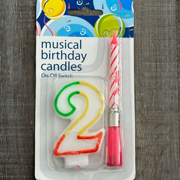 💞 New Multicolored Number 2 and Pink Musical Birthday Candle Set - Picture 1 of 3